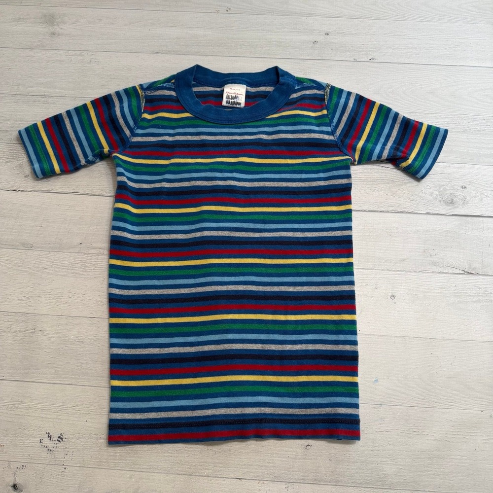 Hanna Andersson kids rainbow stripe short sleeve pajama TOP only 130/8